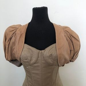 Tan Bolero With Ruched Shoulders